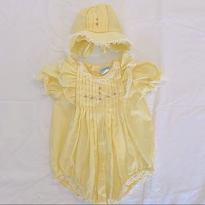SOLD Vintage Nanette Romper & Bonnet 0-3 Months